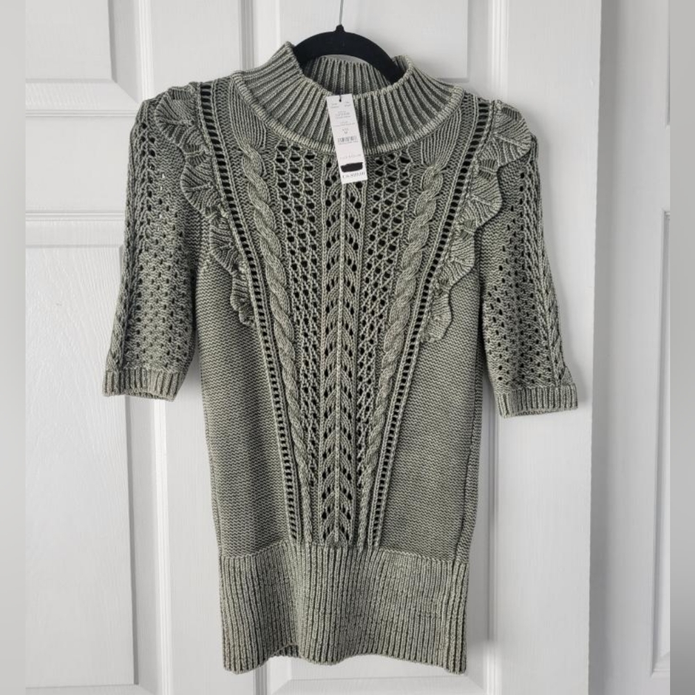 Ruffle neck cotton sweater